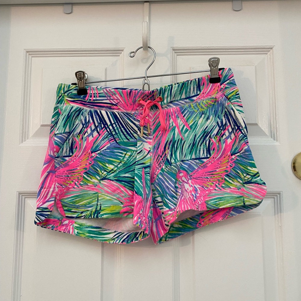 Lilly Pulitzer Pink and Green Tropical Vina Shorts w Pockets - XS
